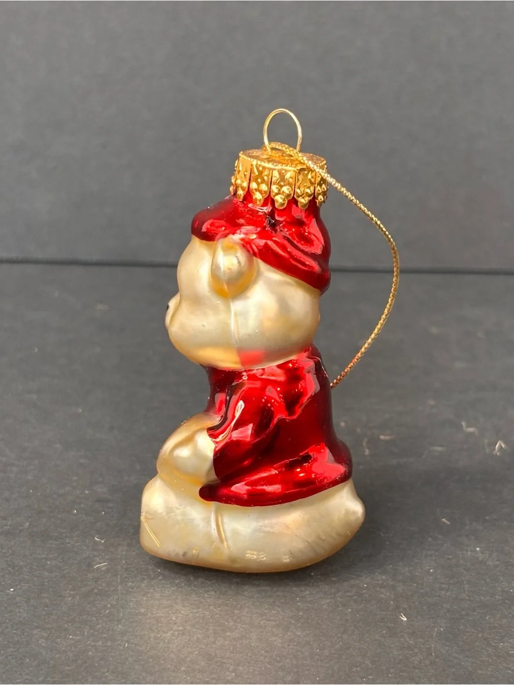 Vtg G&D (Gloria Duchin) Christmas Ornament Blown Glass Teddy Bear 3”
